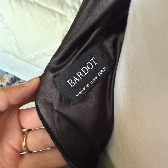 Bardot Carmelle Ruffle Sheath Dress  Black Spaghetti Strap - Picture 3 of 5